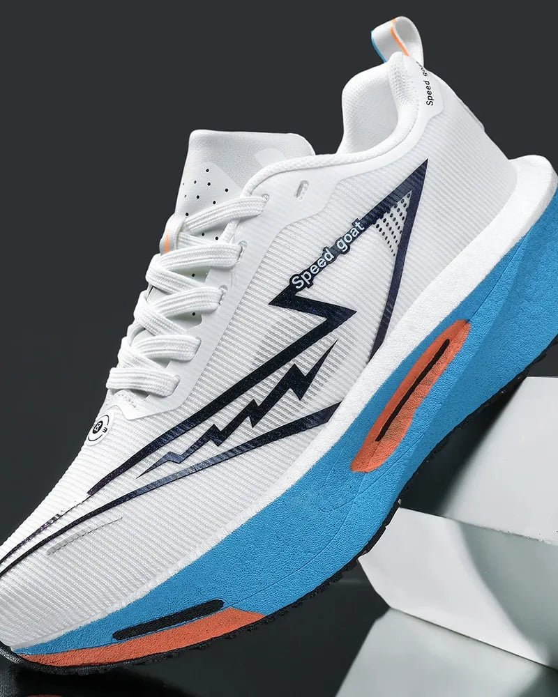 Bolt in White/Blue showing its thick midsole
