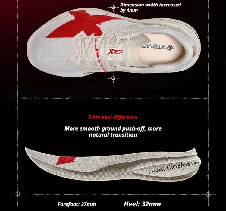 Diagram with the 27 mm forefoot and 32 mm heel stack heights